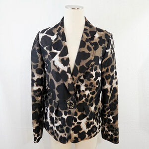 St John Couture leopard blazer jacket animal print jacquard evening women's 14